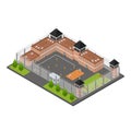 Prison Penitentiary Concept 3d Isometric View. Vector