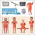 Prison with prisoner. Character design. Cartoon vector illustration