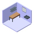 Prison room icon, isometric style