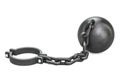 Prison shackle with chain, 3D rendering Royalty Free Stock Photo