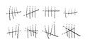 Prison symbols, Jail tally marks. Hand drawn Lines or sticks, strokes sorted by four and crossed out. Vector