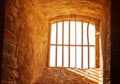 Prison window with bar inside Belfort citadel