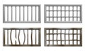 Prison window with metal bars and grate Royalty Free Stock Photo