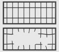 Prison windows with grate and broken metal bars Royalty Free Stock Photo