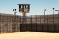 Exterior Prison Yard Empty with guard tower Royalty Free Stock Photo