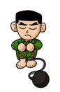 Prisoner army cartoon illustration