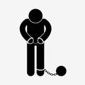 Prisoner with ball on chain icon Royalty Free Stock Photo