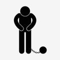 Prisoner with ball on chain icon Royalty Free Stock Photo