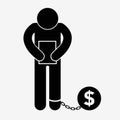 Prisoner with ball on chain icon Royalty Free Stock Photo