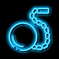 prisoner ball and chain neon glow icon illustration