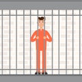 The prisoner behind bars. Convict inside jail Royalty Free Stock Photo