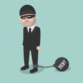 Prisoner Businessman With Debt Chain Ball Color Illustration