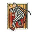 A prisoner escapes from prison. Jailbreak Royalty Free Stock Photo