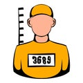 Prisoner in hat with number icon, icon cartoon Royalty Free Stock Photo
