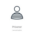 Prisoner icon. Thin linear prisoner outline icon isolated on white background from law and justice collection. Line vector Royalty Free Stock Photo