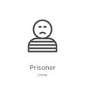 prisoner icon vector from crime collection. Thin line prisoner outline icon vector illustration. Outline, thin line prisoner icon