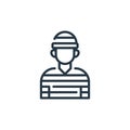 prisoner icon vector from law and justice concept. Thin line illustration of prisoner editable stroke. prisoner linear sign for