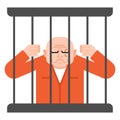 Prisoner in jail. convict holds on to bars.