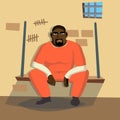 Prisoner Man Vector. Criminal Man Arrested And Locked. Flat Cartoon Character Illustration Royalty Free Stock Photo