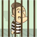 A prisoner man in prison. Vector cartoon illustration series Royalty Free Stock Photo