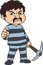 Prisoner with mattock