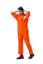 The prisoner in orange robe isolated on white background Royalty Free Stock Photo