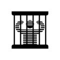 Prisoner in prison icon. Perpetrator and bars on windows.