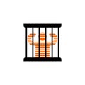 Prisoner in prison. Perpetrator and bars on windows. Royalty Free Stock Photo