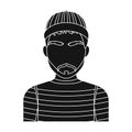 Prisoner in the prison robe. The offender is punished.Prison single icon in black style vector symbol stock illustration