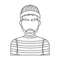 Prisoner in the prison robe. The offender is punished.Prison single icon in outline style vector symbol stock