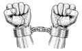 Prisoner Shackles Chained Hands Vintage Woodcut