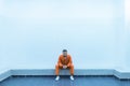 prisoner sitting on bench Royalty Free Stock Photo