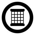 Prisoner window grid grate prison jail concept icon in circle round black color vector illustration image solid outline style