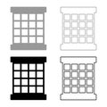 Prisoner window grid grate prison jail concept set icon grey black color vector illustration image solid fill outline contour