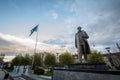 PRISTINA, KOSOVO - NOVEMBER 11, 2016: Statue dedicated to Ibrahim Rugova, first president of the Republic of Kosovo