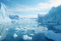 Pristine arctic landscape a with melting icebergs and clear blue skies
