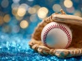 Baseball in a glove on a sparkly background Royalty Free Stock Photo