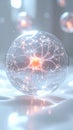AI Neural Network in a Luminous Digital Sphere Royalty Free Stock Photo