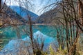Pristine lake in mountains of Sichuan, China Royalty Free Stock Photo