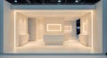 Modern White Exhibition Booth with LED Lighting and Minimalist Design Royalty Free Stock Photo