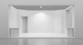 Minimalist White Exhibition Room with Spotlight and Display Pedestals Royalty Free Stock Photo