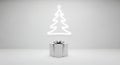 A pristine, photorealistic 3D render of a minimalist square white gift box with a subtle silver bow isolated on a seamless high ke Royalty Free Stock Photo