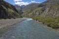 Pristine river in Valle Chacabuco, northern Patagonia, Chile. Royalty Free Stock Photo