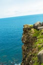 Pristine sea with rocky cliff at Dai Lanh cape point, Mui Dien, Phu Yen province, easternmost of Viet nam. Royalty Free Stock Photo