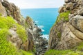 Pristine sea with rocky cliff at Dai Lanh cape point, Mui Dien, Phu Yen province, easternmost of Viet nam.