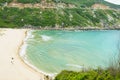 Pristine sea with rocky cliff at Dai Lanh cape point, Mui Dien, Phu Yen province, easternmost of Viet nam.Beautiful Vietnam landsc