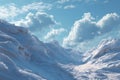 Pristine Snow-Covered Hills Under Clear Blue Sky with Soft Cumulus Clouds Royalty Free Stock Photo