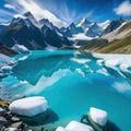 A pristine turquoise lake nestled amidst towering reflecting the breathtaking alpine Made With Generative AI illustration