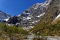 Rugged terrain in pristine valley of alpine landscape Royalty Free Stock Photo