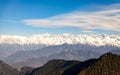 pristine view of layered mountains with vibrant blue sky Royalty Free Stock Photo